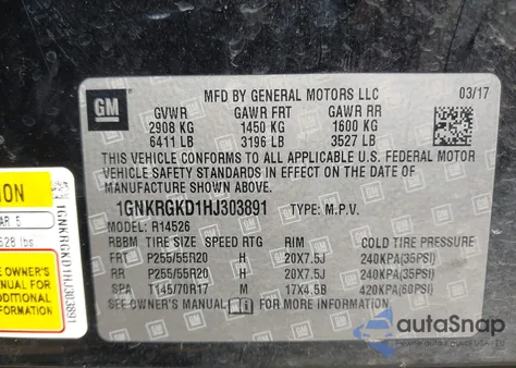 2017 Chevrolet Traverse 1Lt from USA, damaged, VIN 1GNKRGKD1HJ303891